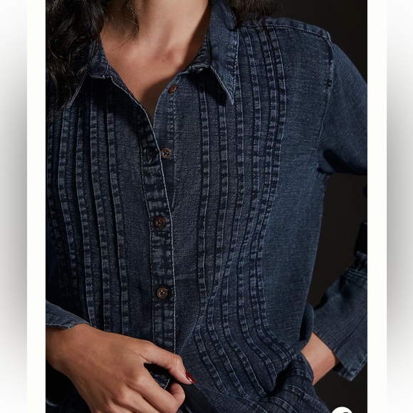 Pilcro by Anthropologie Black Button Up Twisted Tux Shirt, Size XS - Picture 2 of 12